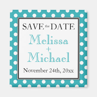 Aimant Polka Dot Turquoise Enregistrer l'aimant Date