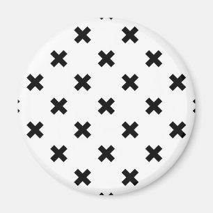 Aimant Polka noire croise sur blanc