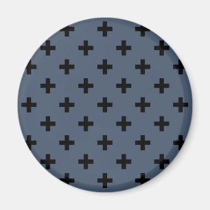 Aimant Polka noire croise sur bleu-gris