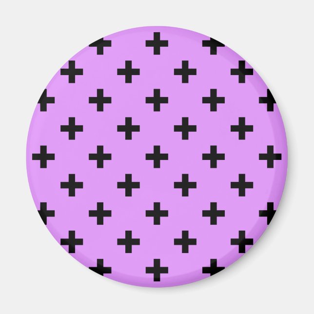 Aimant Polka noire croise sur lilas (Devant)
