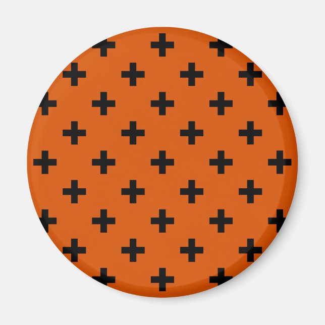 Aimant Polka noire croise sur orange (Devant)
