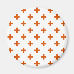 Aimant Polka orange croise sur blanc