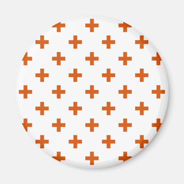 Aimant Polka orange croise sur blanc (Devant)