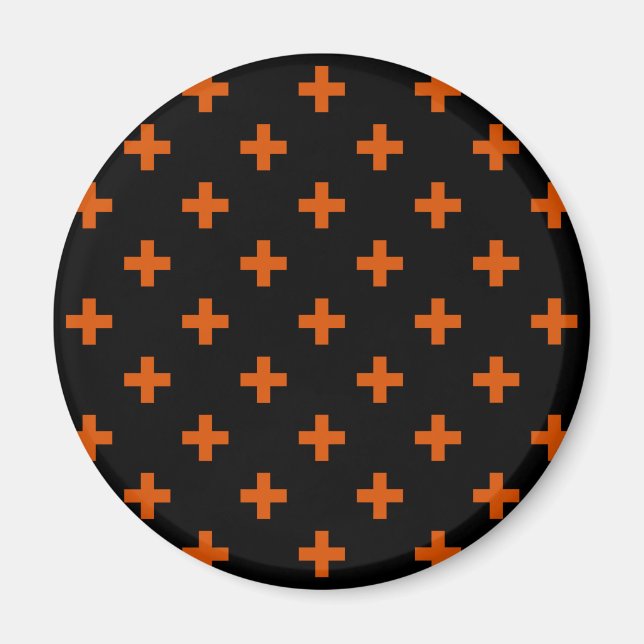 Aimant Polka orange croise sur noir (Devant)