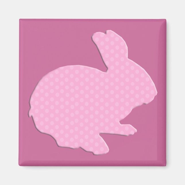 Aimant Polka rose Point Silhouette Lapin de Pâques (Devant)