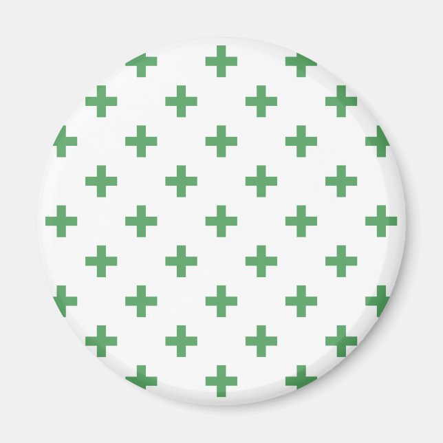 Aimant Polka verte croise sur blanc (Devant)