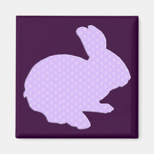 Aimant Polka violet point Silhouette Lapin de Pâques
