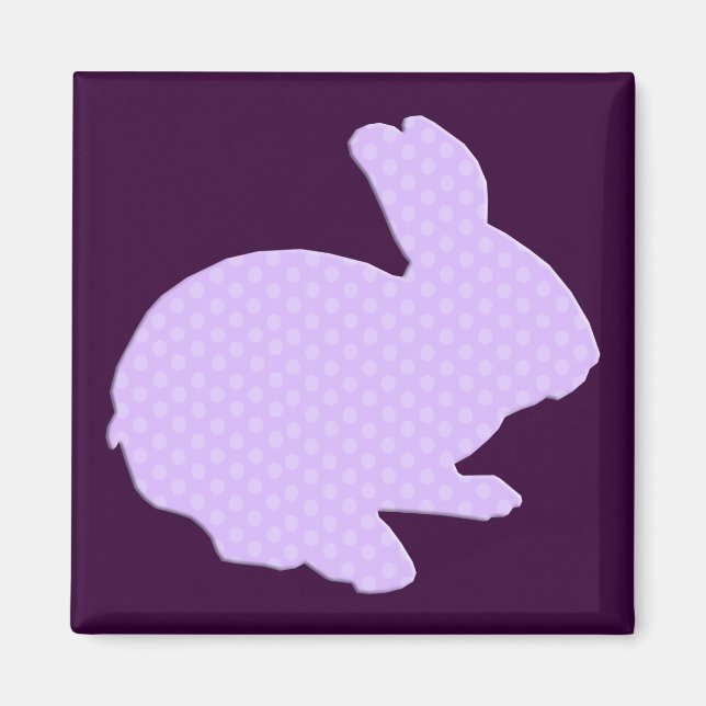 Aimant Polka violet point Silhouette Lapin de Pâques (Devant)
