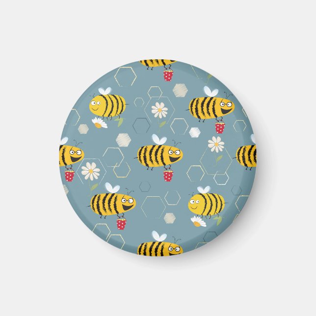 Aimant Pollinant Les Abeilles, Flower Garden Scene. (Devant)