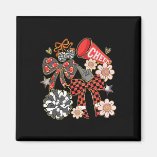 Aimant Pom-Pom de Cheerleading Coquette Rouge pour Jour d
