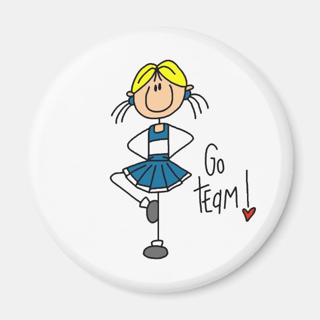 Aimant Pom-pom girl bleu (Devant)