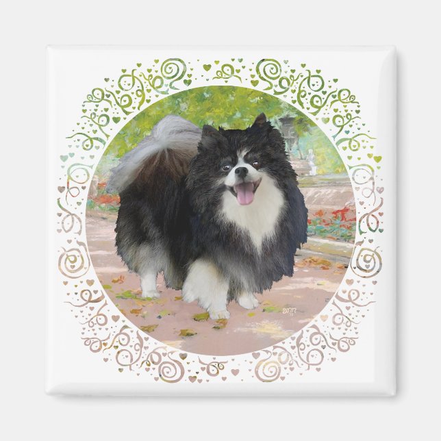 Aimant Pomeranian dans Promenade Ombragée (Devant)