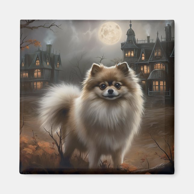 Aimant Pomeranian Halloween Épouvantable (Devant)