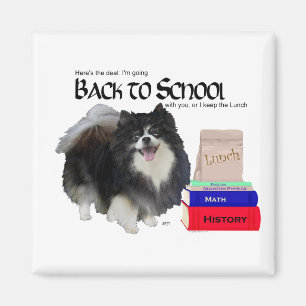Aimant Pomeranian noir retour à l'école
