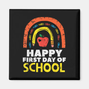 Aimant Pomme Arc-en-ciel Joyeux Premier Jour d'École Mign