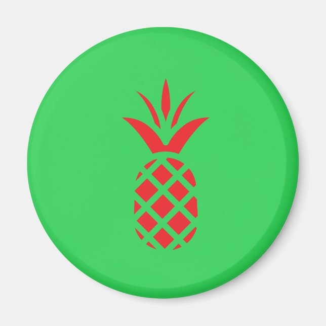 Aimant Pomme de pin rouge en vert (Devant)
