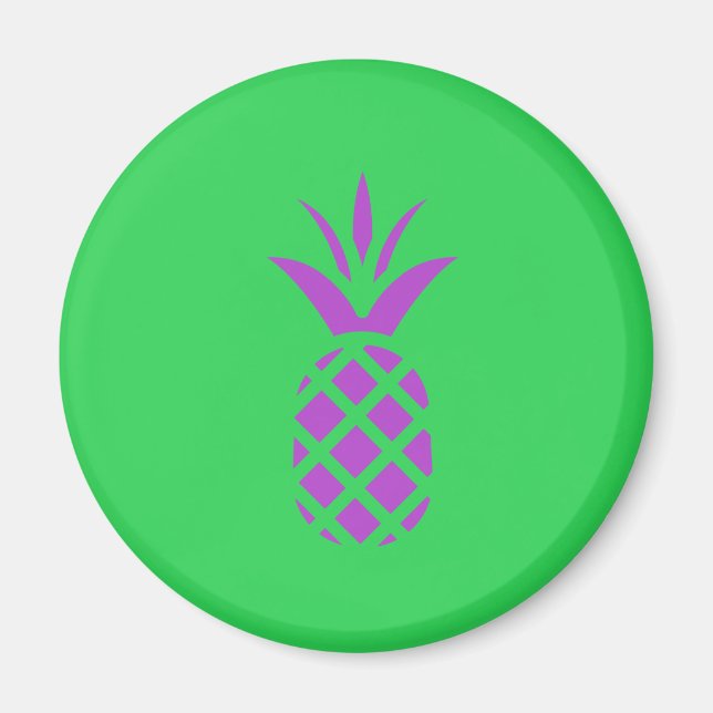 Aimant Pomme de pin violet en vert. (Devant)