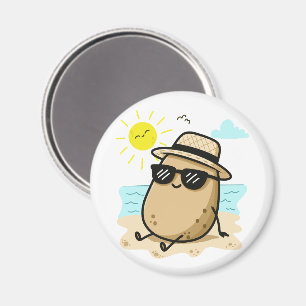 Aimant Pomme de terre sur la plage ambiance estivale