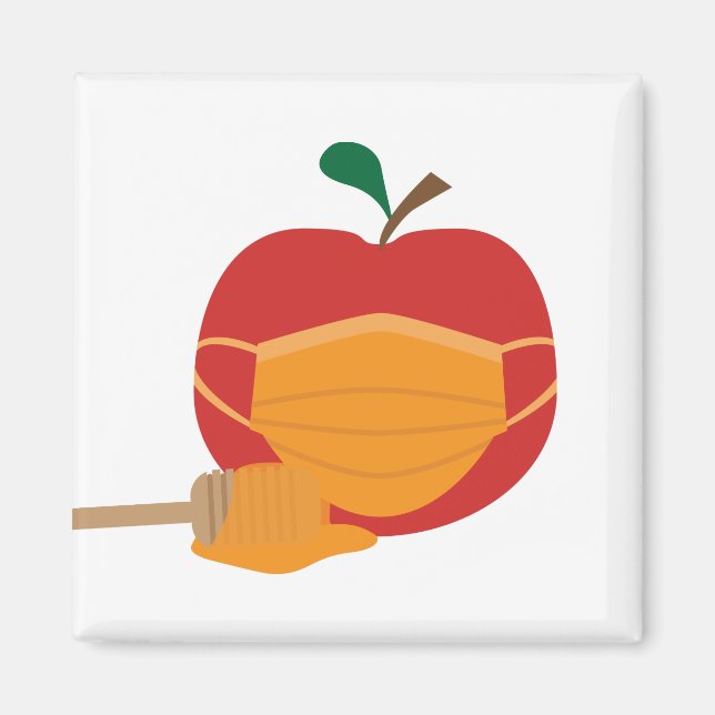 Aimant Pomme et miel avec Masque Visage orange (Devant)