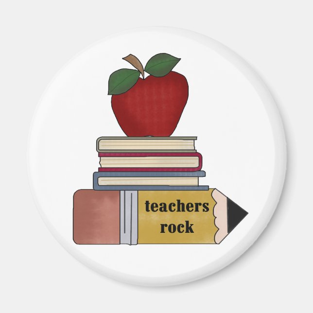 Aimant Pomme, Livres, Crayon Enseignants Rock (Devant)