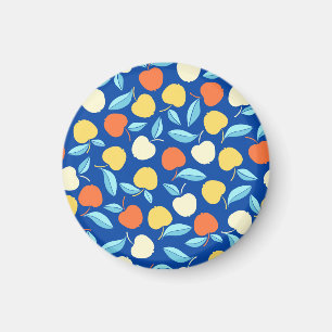Aimant Pommes feuilles, arrière - plan bleu, motif transp