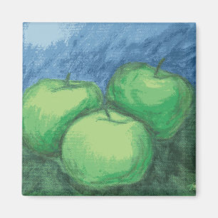 Aimant Pommes vertes aux pastels d'huile