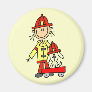 Aimant Pompier bonhomme allumette avec dalmatien