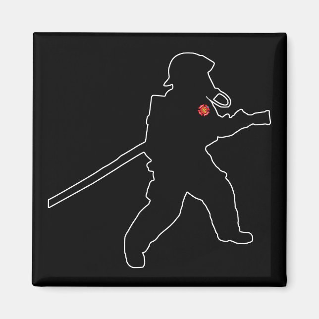 Aimant Pompier Hero incendie Secourt Silhouette (Devant)