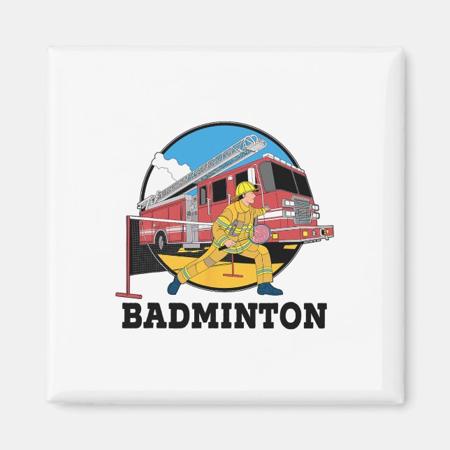 Aimant Pompier Jouer Badminton pompier Sp (Devant)