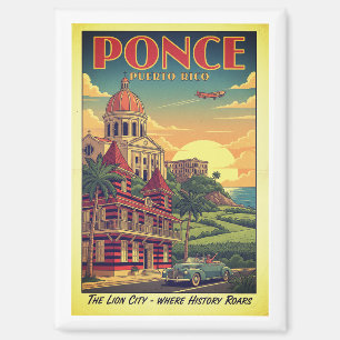 Aimant Ponce, Porto Rico - affiche de voyage vintage