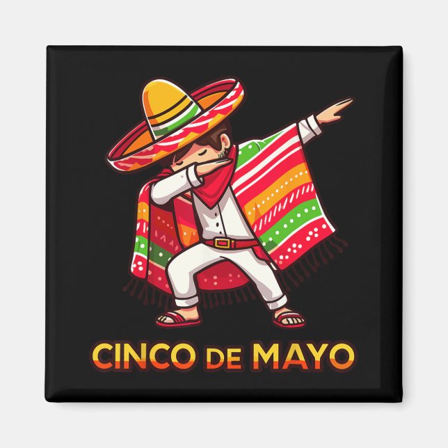 Aimant Poncho Mexicain Dabbing Cinco De Mayo Fête 3  (Devant)