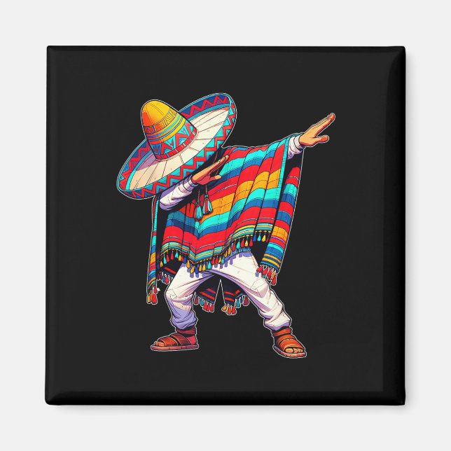 Aimant Poncho Mexicain Dabbing Cinco De Mayo Hommes Sombr (Devant)