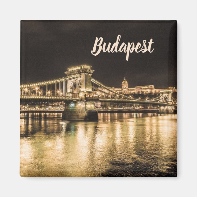 Aimant Pont Chaîne Budapest à la nuit avec Buda Castle (Devant)