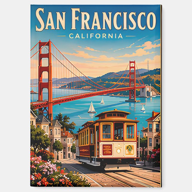 Aimant Pont Golden Gate de San Francisco Rétro (Recto)
