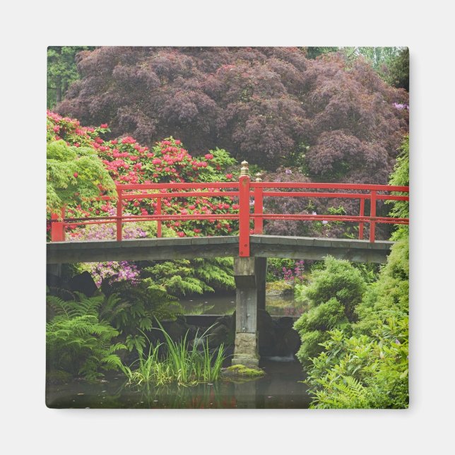 Aimant Pont Heart avec des rhododendrons en fleurs, (Devant)
