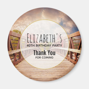 Aimant Pont rustique en bois dans le pays Anniversaire