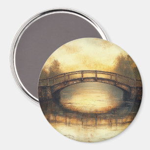 Aimant Pont vintage au-dessus de la peinture fluviale Cam