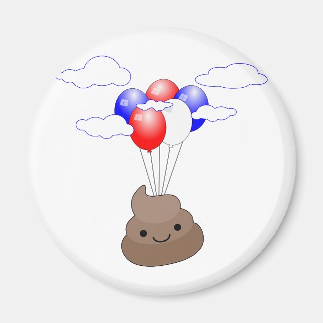 Aimant Poo Emoji Voler Avec Ballons (Devant)