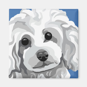 Aimant Poodle blanc