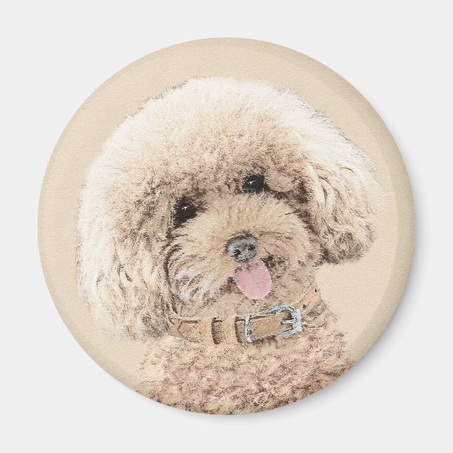 Aimant Poodle Miniature Toy Apricot Crème Chien Brown Art (Devant)