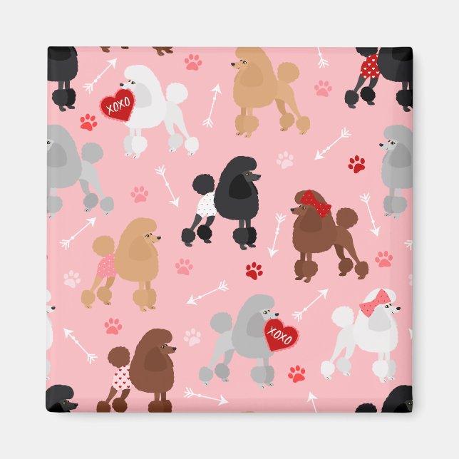 Aimant Poodle Valentine Motif (Devant)