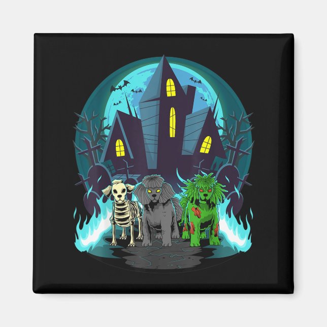 Aimant Poodles Halloween Squelette Zombie Chien Caniche N (Devant)