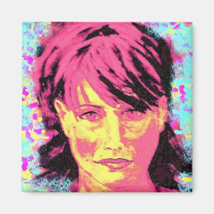 Aimant pop art aux cheveux rouges