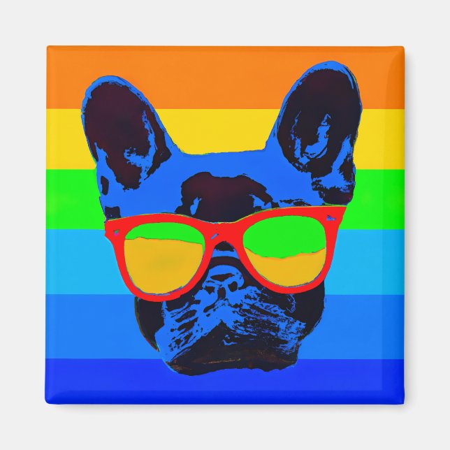 Aimant Pop Art Coloré French Bulldog (Devant)