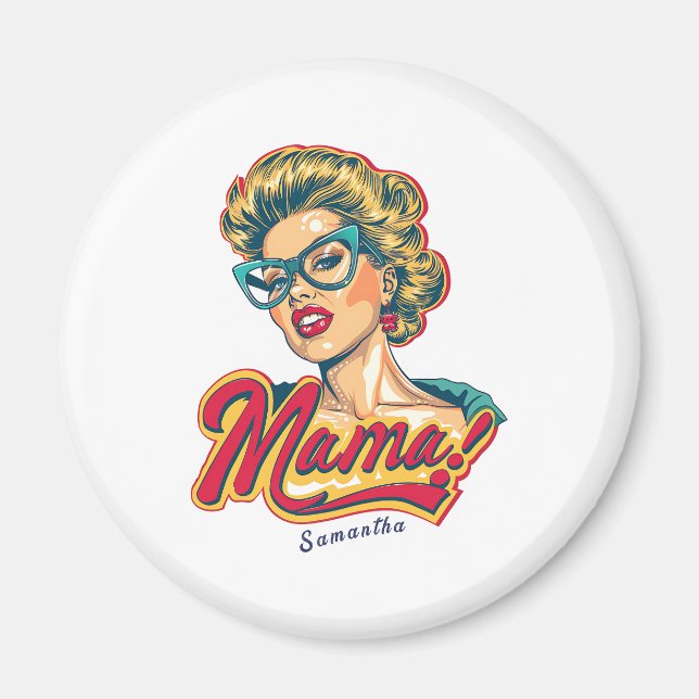 Aimant Pop Art de Mama Retro Personnalisé 2 (Devant)