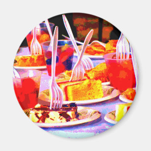 Aimant Pop Art Food Cake Snacks Forks Coloré