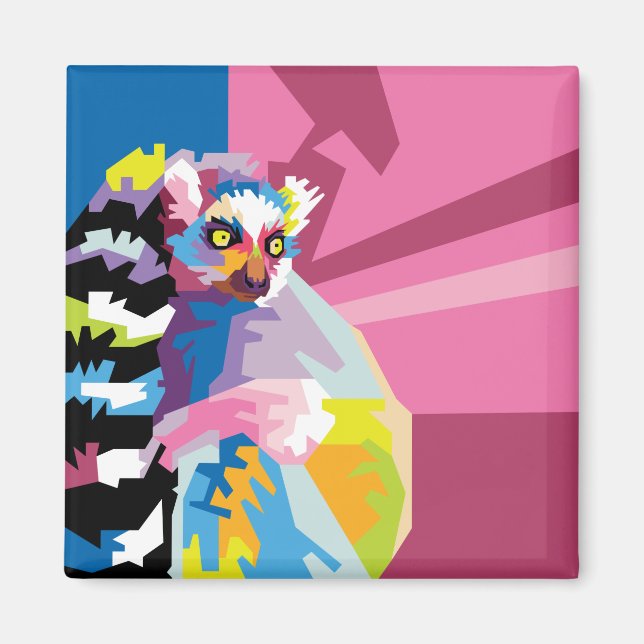 Aimant Pop Art Lemur Portrait (Devant)