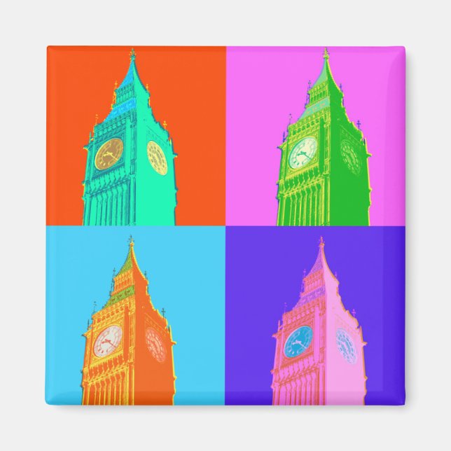 Aimant Pop Art Neon Big Ben (Devant)