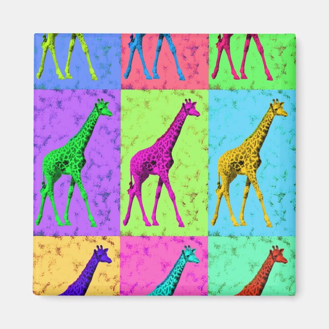 Aimant Pop Art Popart Walking Giraffe multicolore (Devant)