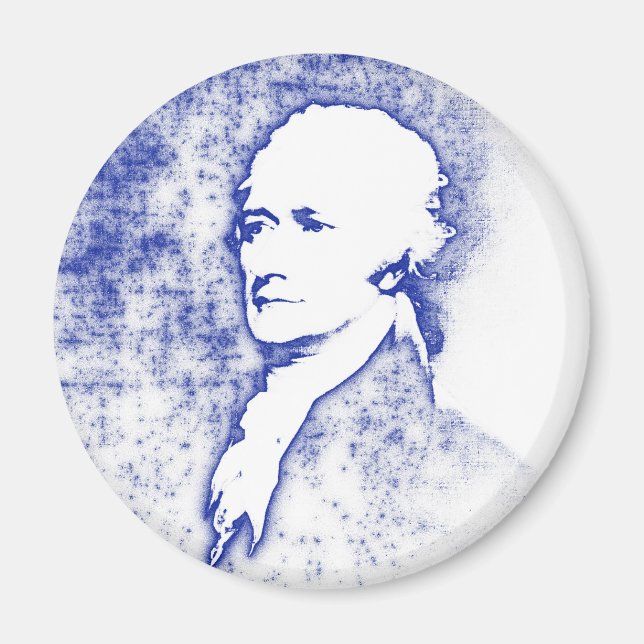 Aimant Pop Art Portrait Alexander Hamilton en bleu (Devant)